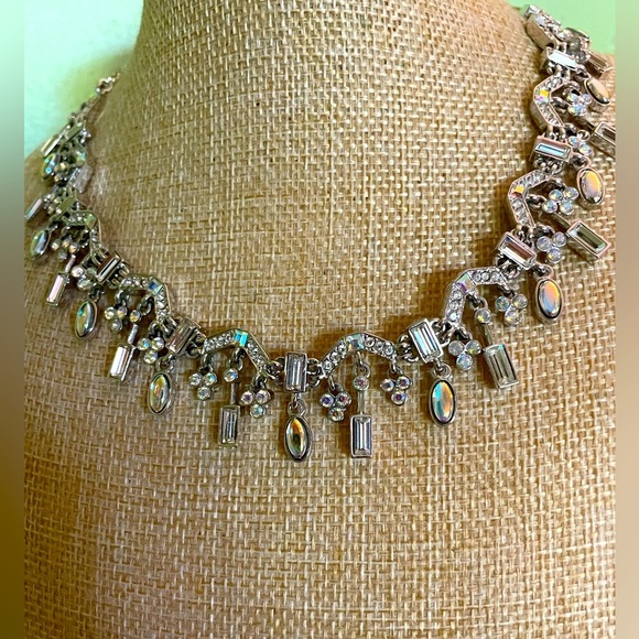 Silver Necklace with Stunning, Iridescent Aurora Borealis Crystal Accents - Picture 11 of 13
